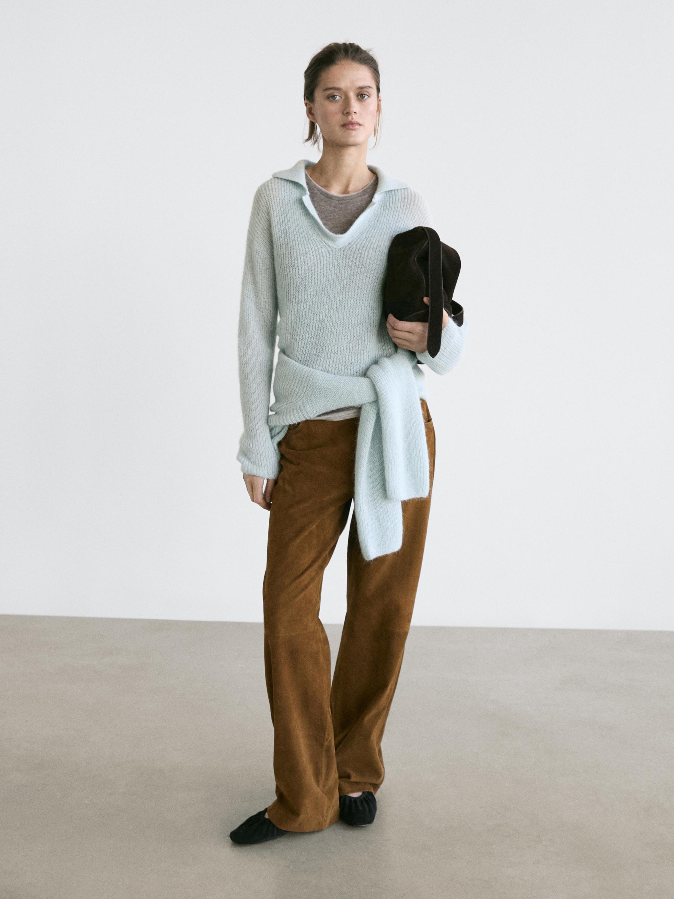 Alpaca blend knit polo sweater